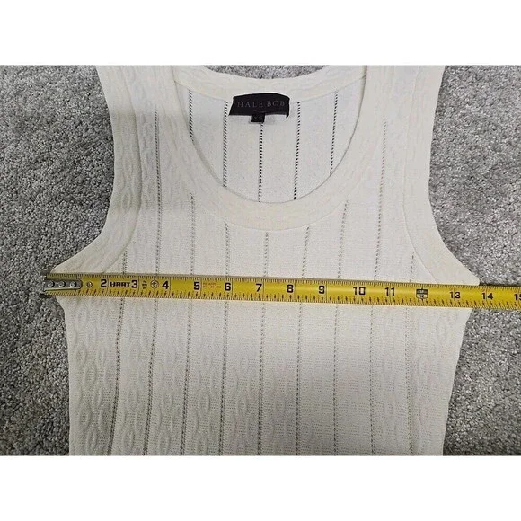 Hale‎ Bob Fit and Flare Midi Sleeveless Dress Stretch Off White Women’s Size XS - Picture 8 of 11